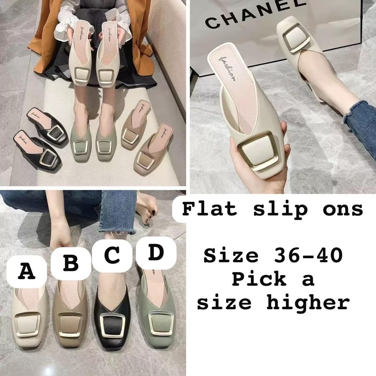 Square Buckle Flat Slip-Ons