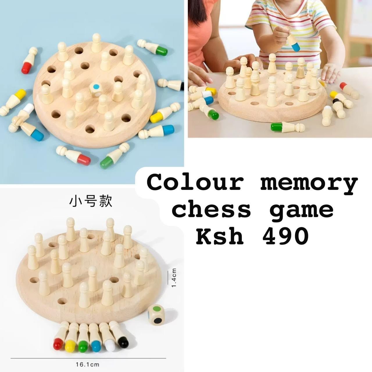 Wooden Colour Memory Chess Game