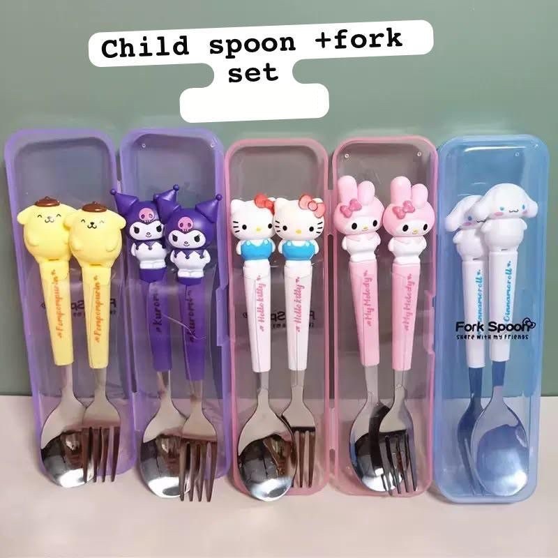 Kids' Cartoon Spoon and Fork Set
