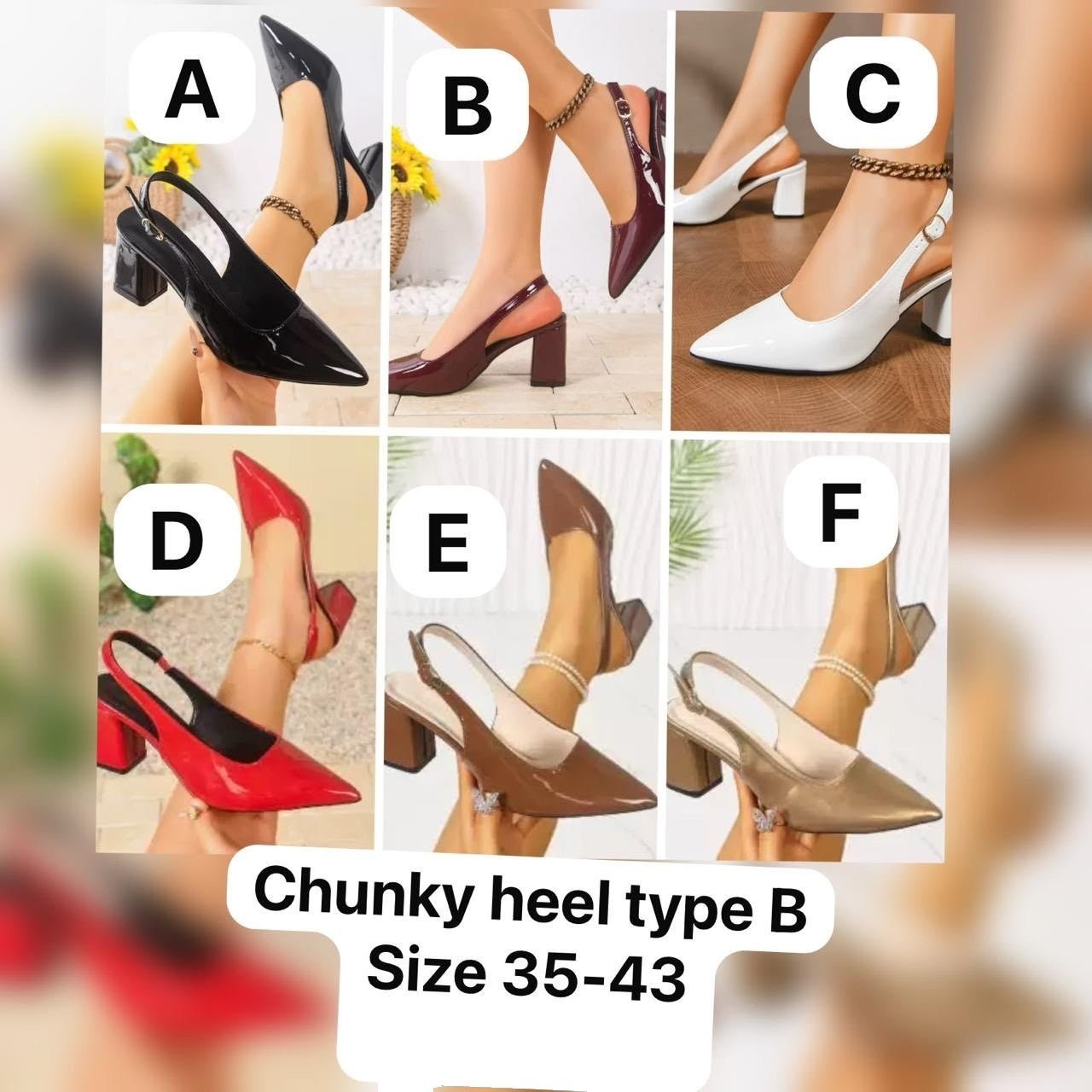 Chunky Heel Slingback Pumps (Type B)