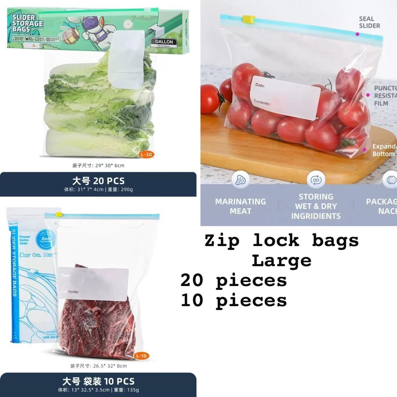 Zip Lock Bags – Large (10 pcs)