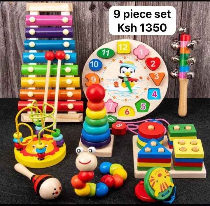 Wooden Toddler Toy Set (9 pcs)