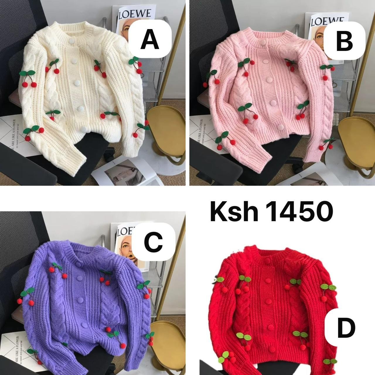 Cherry Cable Knit Cardigan