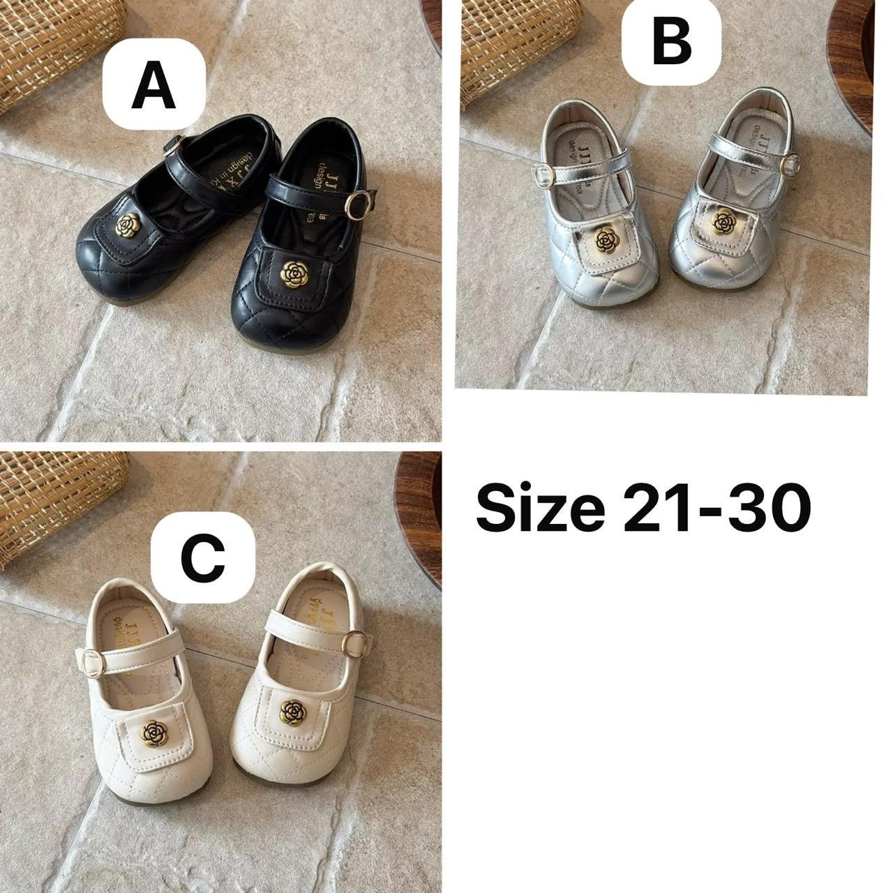 Kids' Quilted Flower Mary Janes