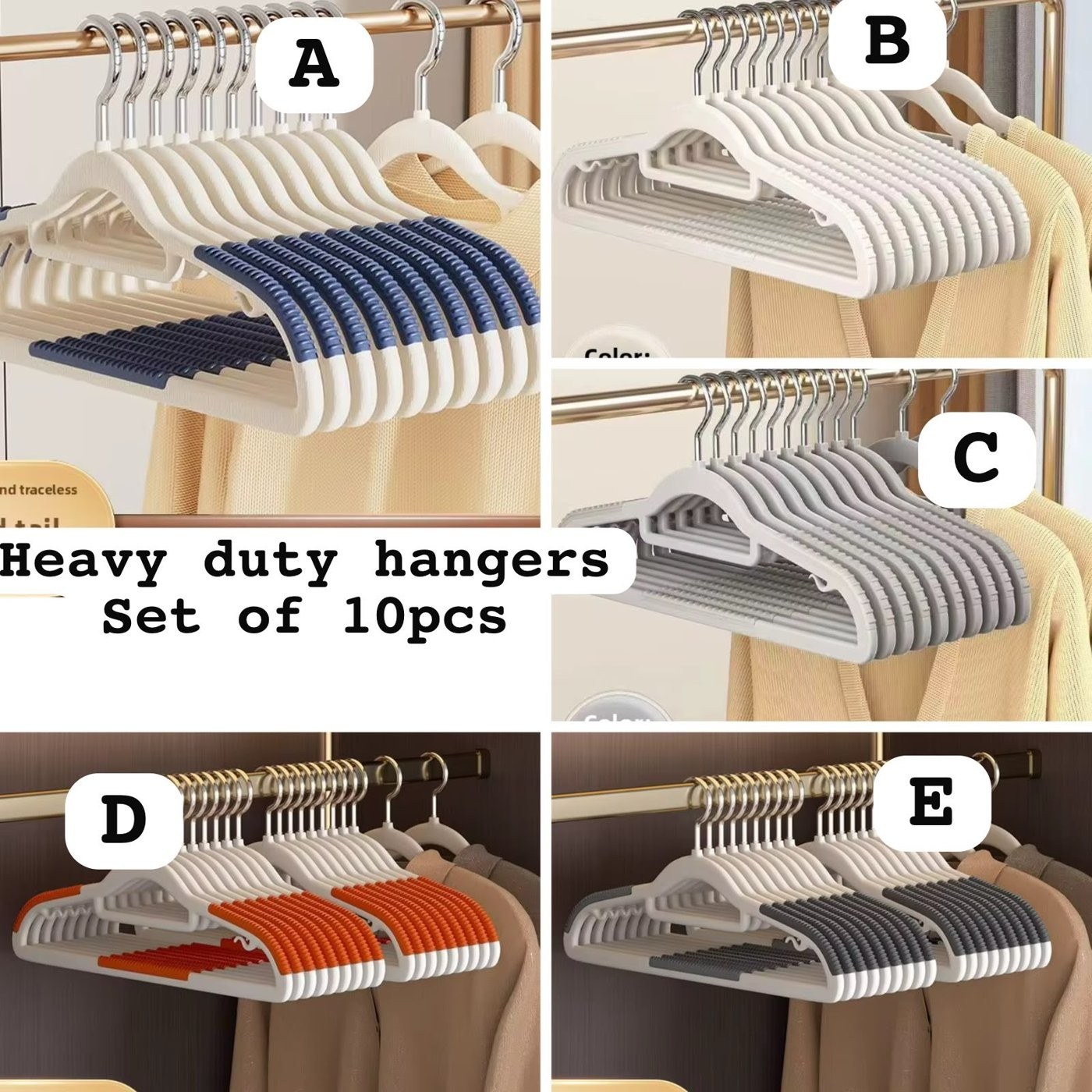 Heavy Duty Non-Slip Hangers (10 pcs)