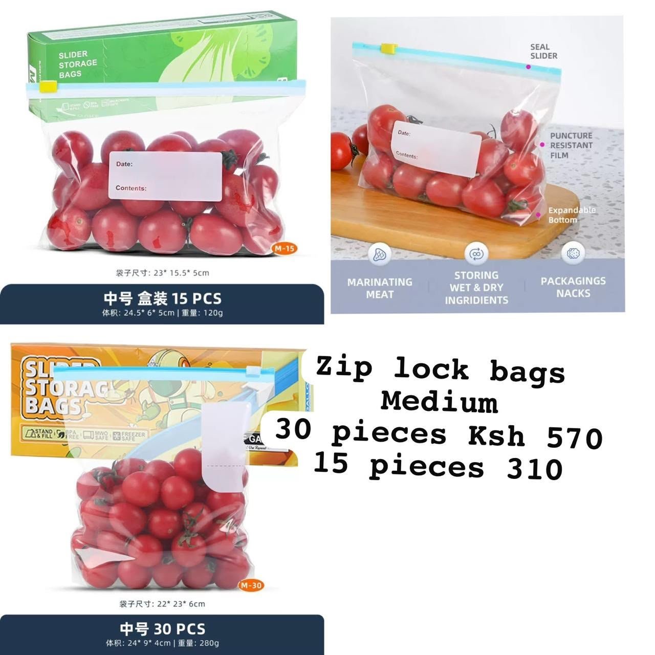Zip Lock Bags – Medium (15 pcs)