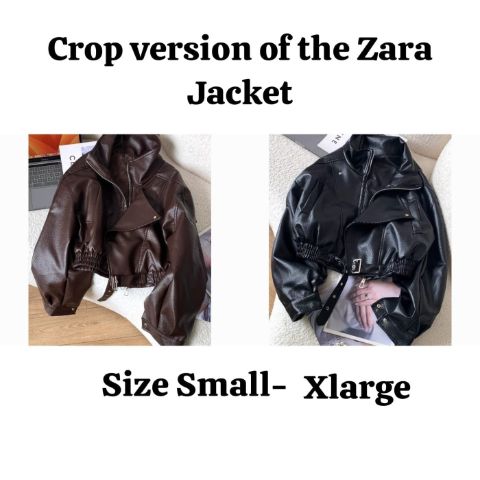Cropped Faux Leather Jacket