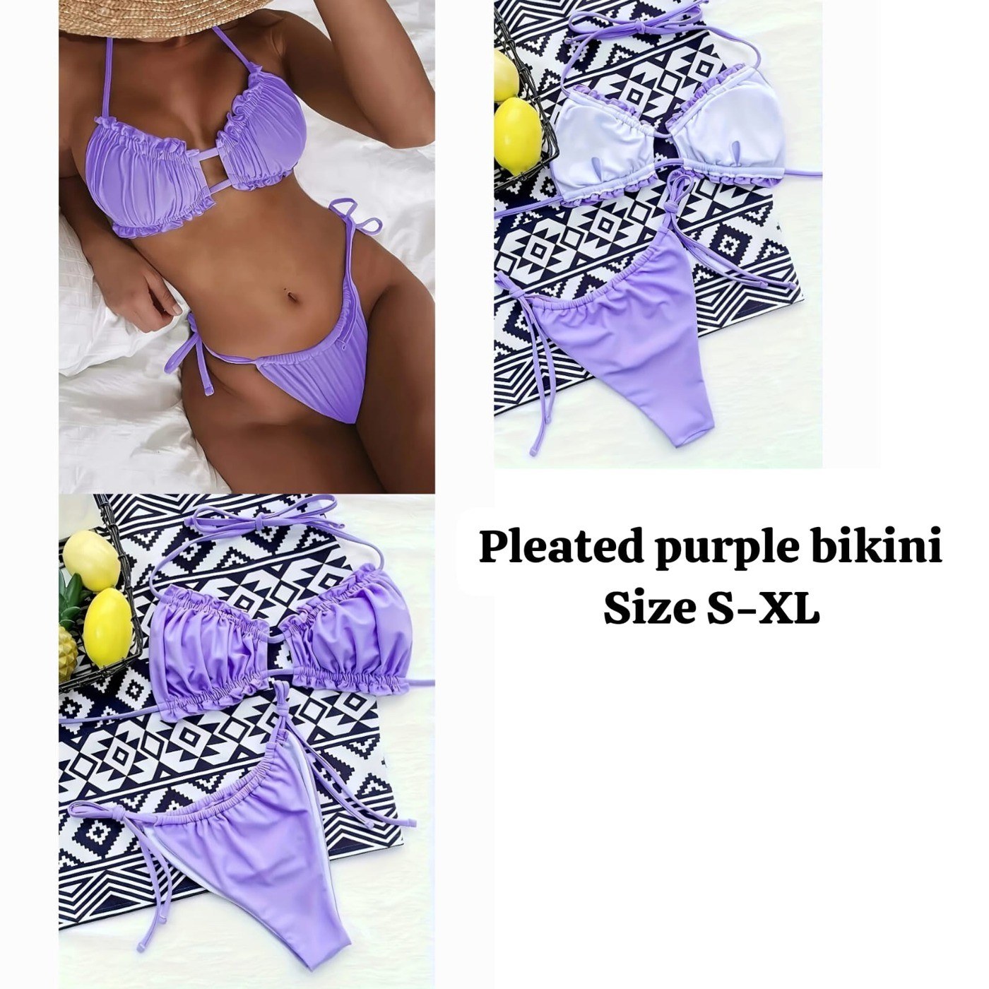 Pleated Purple Bikini