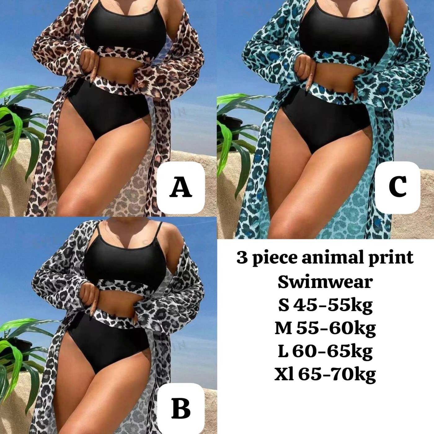3-Piece Animal Print Swimwear