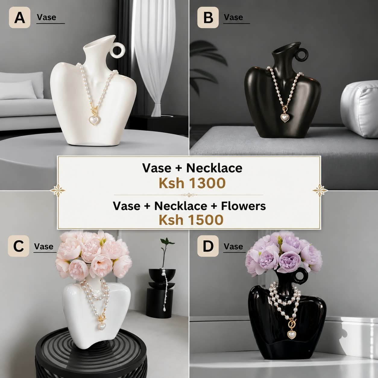 Decorative Vase with Pearl Necklace