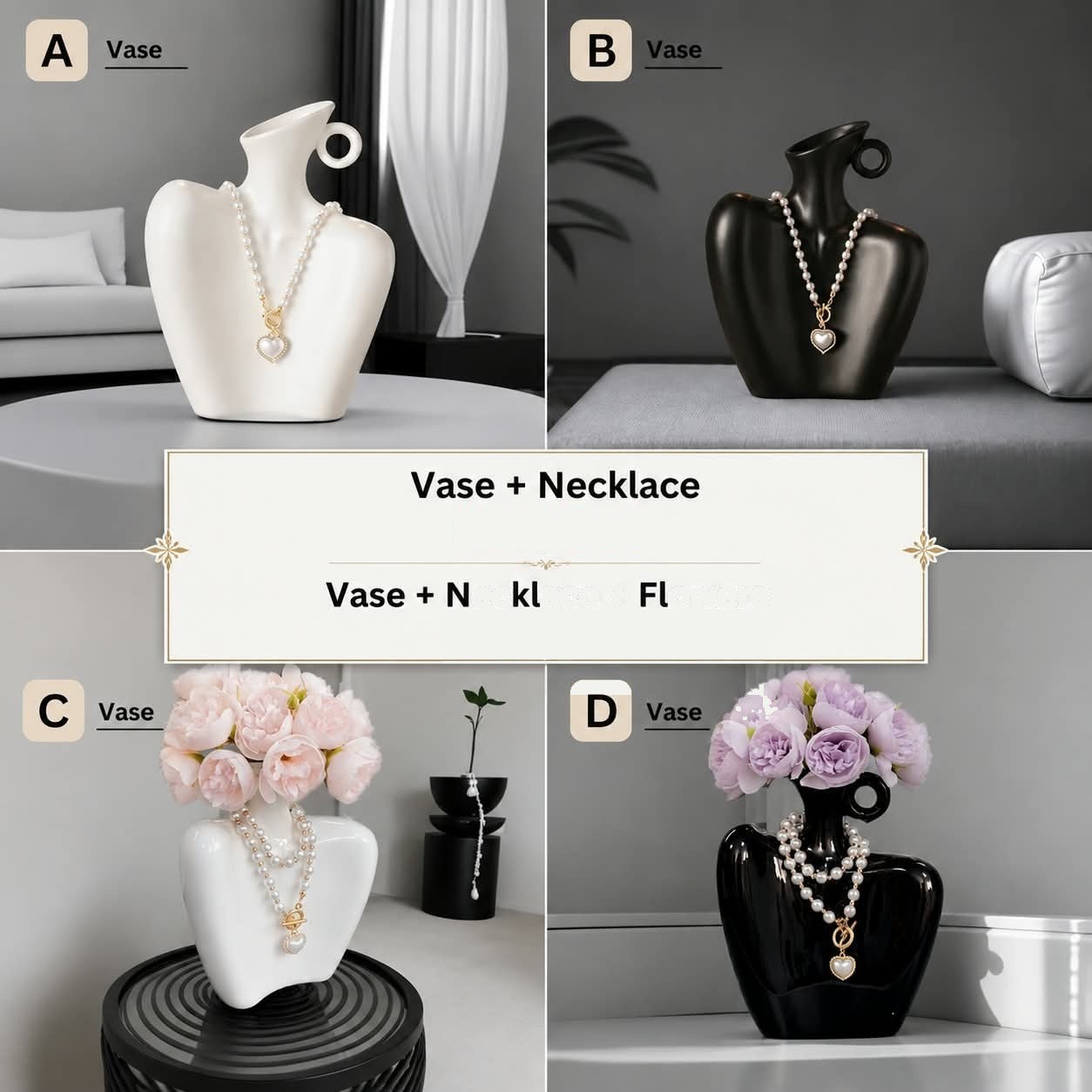Decorative Vase with Pearl Necklace