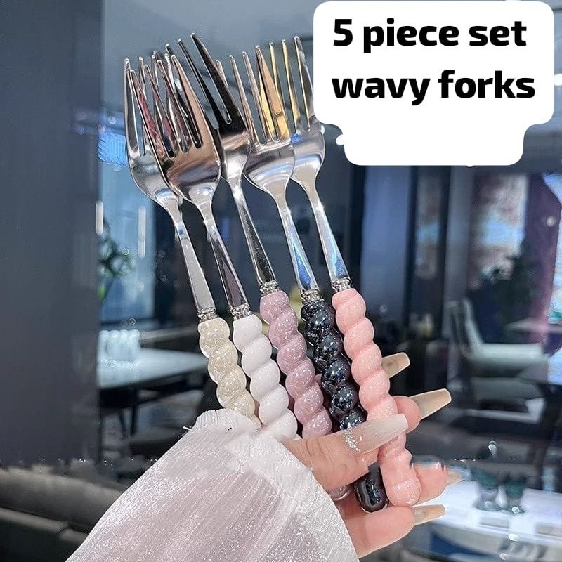 Wavy Handle Forks (5-Piece Set)
