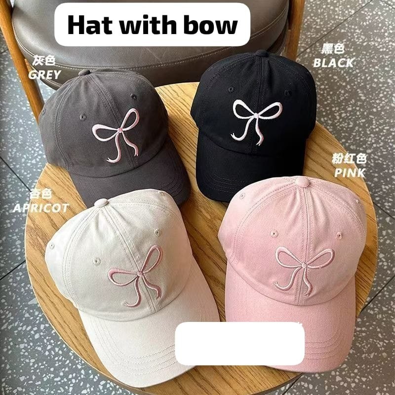 Embroidered Bow Baseball Cap