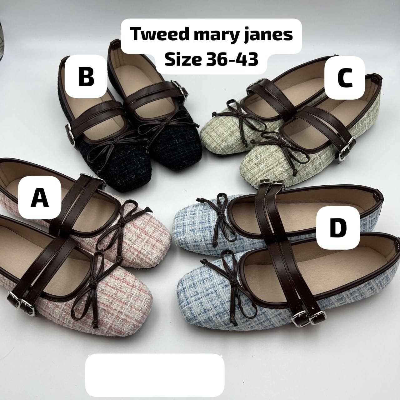 Tweed Mary Jane Flats
