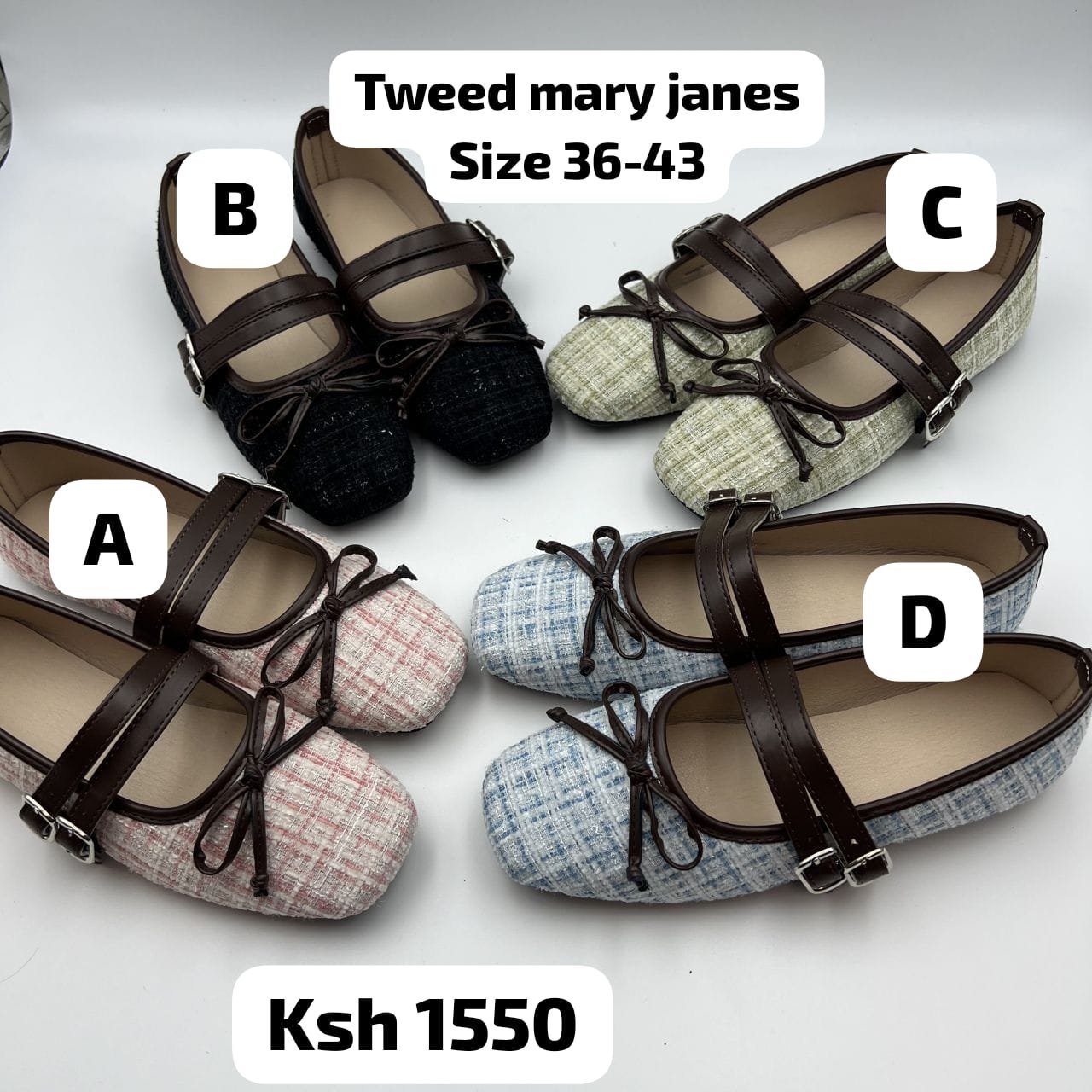 Tweed Mary Jane Flats