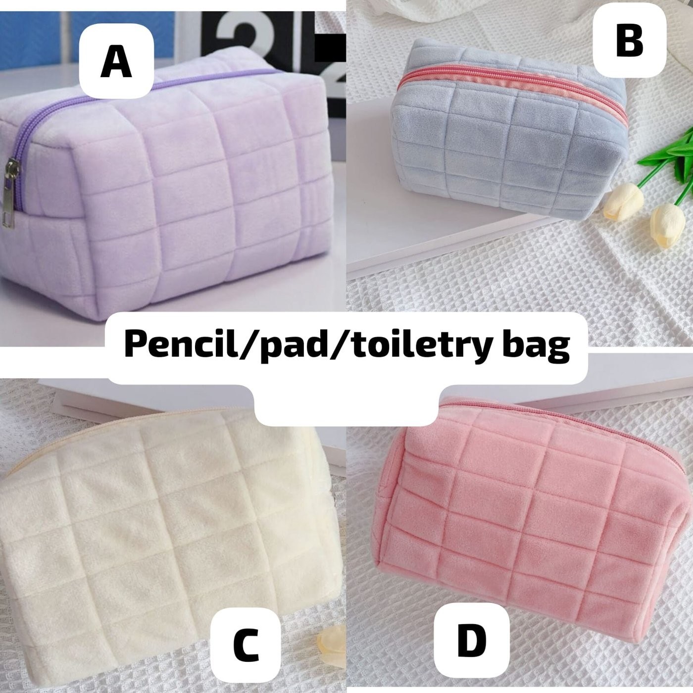 Plush Pencil, Pad and Toiletry Bag
