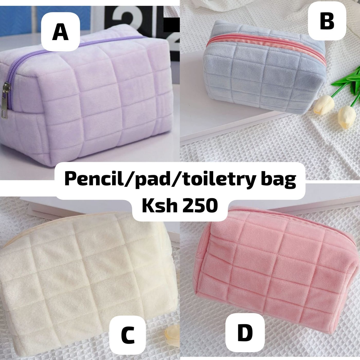 Plush Pencil, Pad and Toiletry Bag