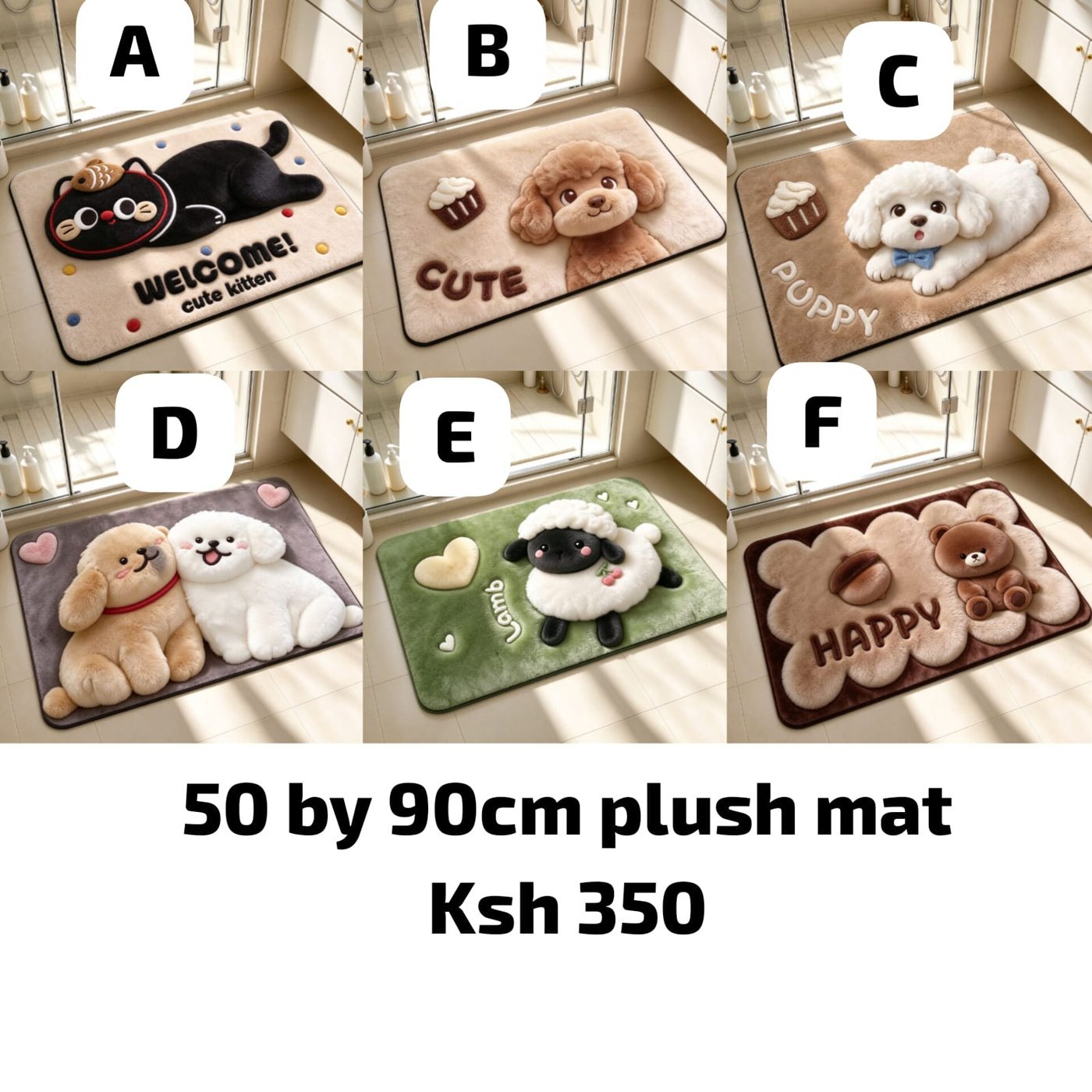Plush Cartoon Floor Mat (50 × 90 cm)