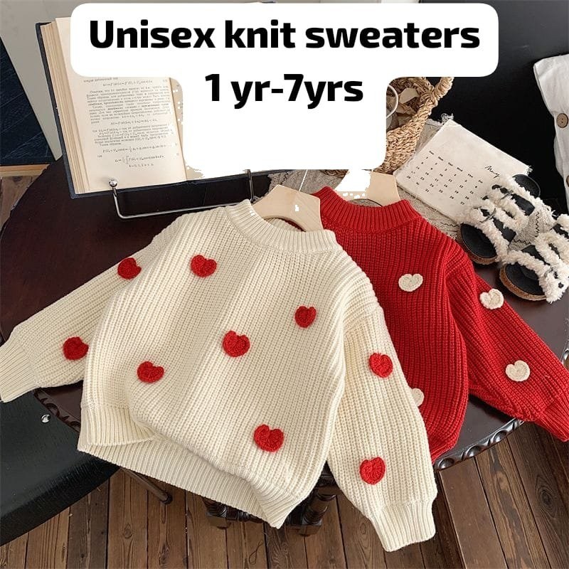 Kids' Unisex Heart Knit Sweater