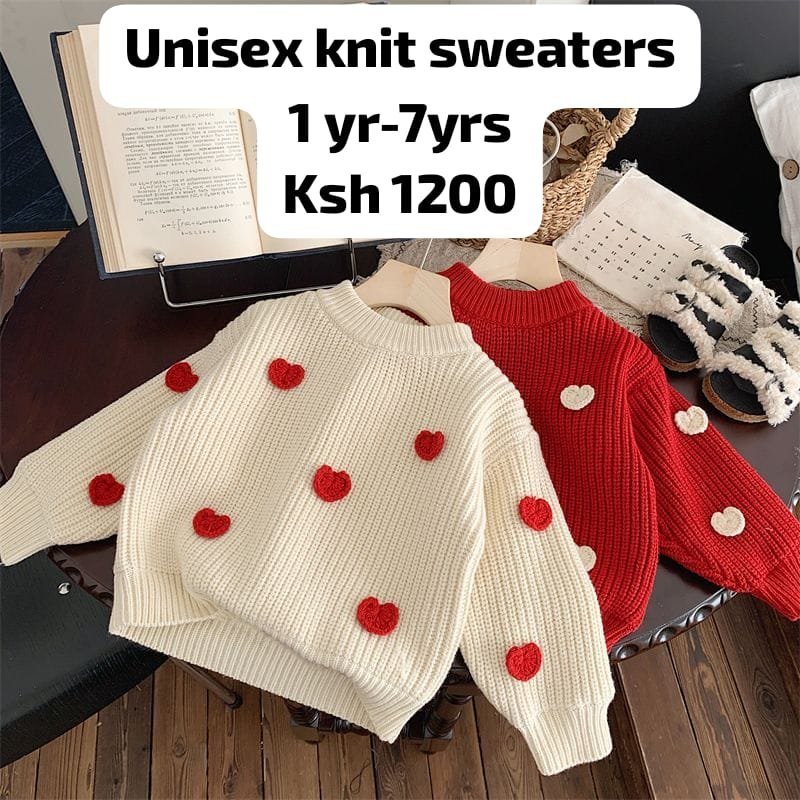 Kids' Unisex Heart Knit Sweater