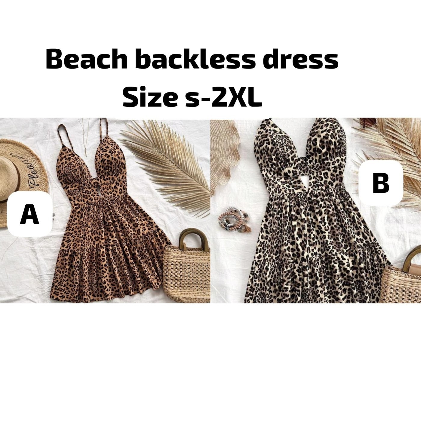 Backless Animal Print Beach Dress