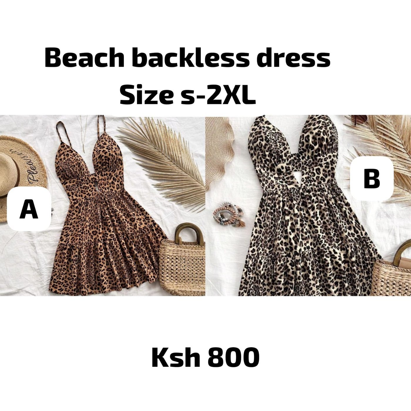 Backless Animal Print Beach Dress