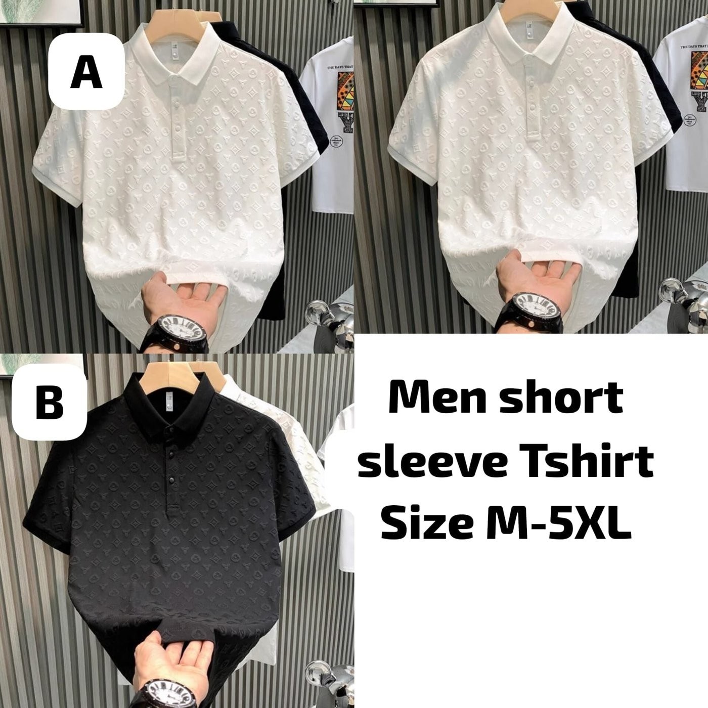 Men's Textured Short-Sleeve Polo T-Shirt