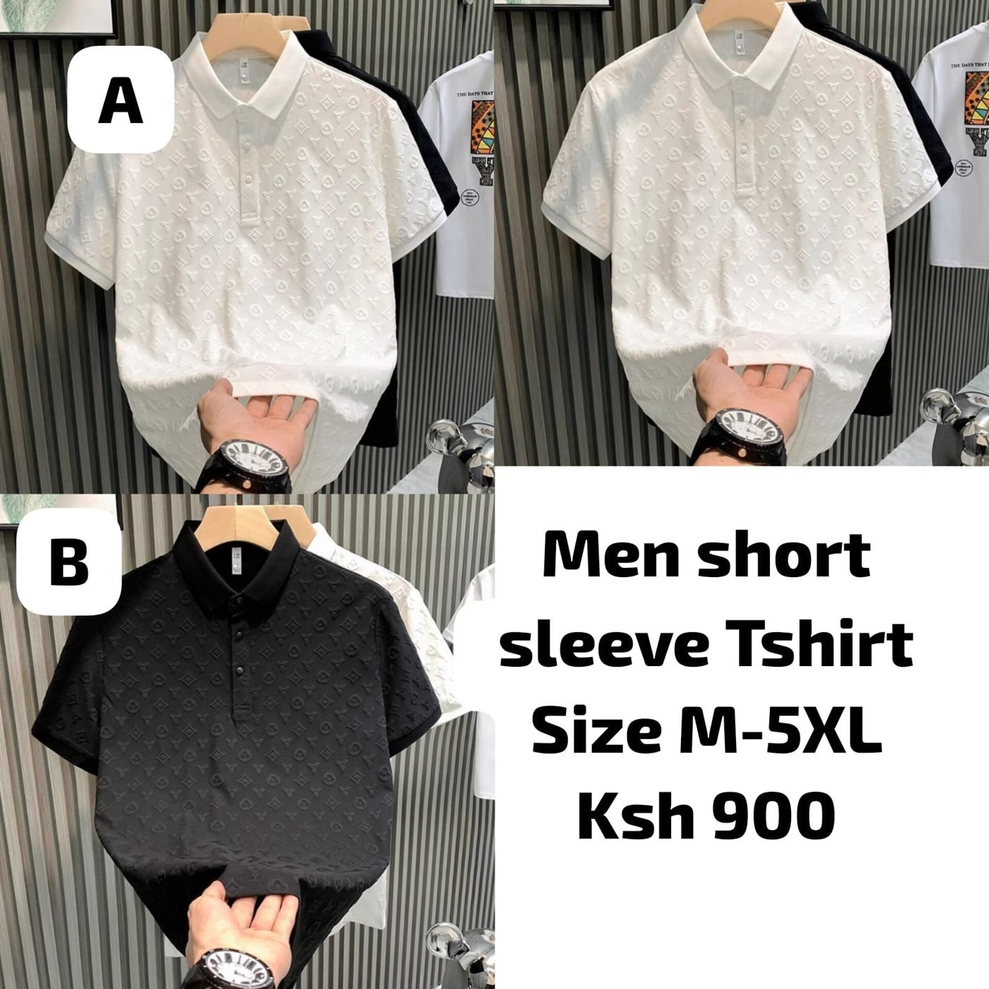 Men's Textured Short-Sleeve Polo T-Shirt